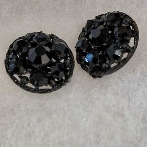 Albert Weiss Black Crystal Dome Clip-On Earrings